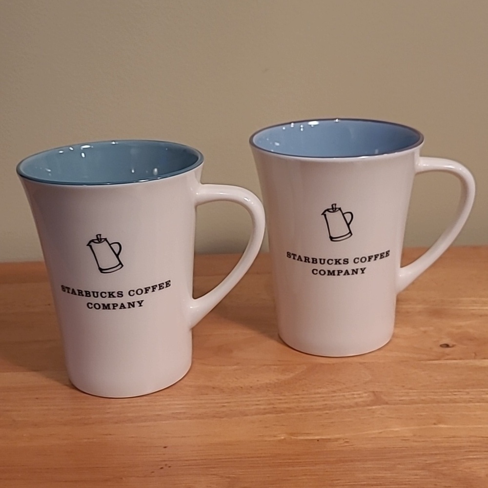STARBUCKS 2006 Retired Ceramic Percolator Pot Mugs, Set of 2